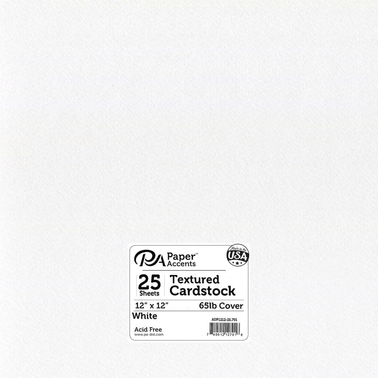 PA Paper™ Accents White 12 x 12 65lb. Textured Cardstock, 25 Sheets